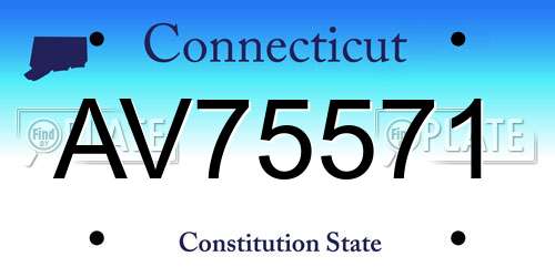 AV75571 Connecticut License Plate