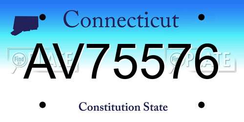 AV75576 Connecticut License Plate