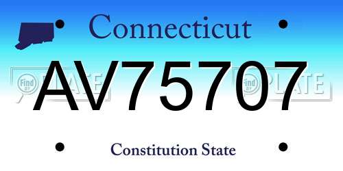 AV75707 Connecticut License Plate