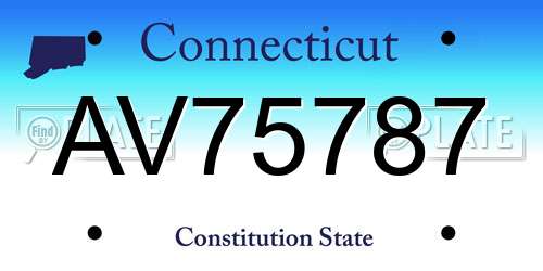 AV75787 Connecticut License Plate