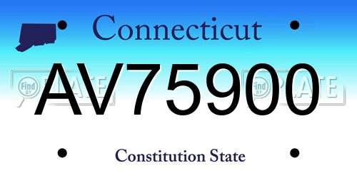 AV75900 Connecticut License Plate