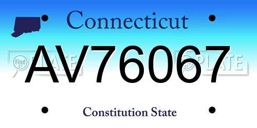 AV76067 Connecticut License Plate