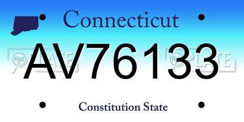 AV76133 Connecticut License Plate