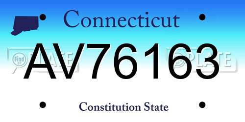 AV76163 Connecticut License Plate