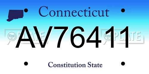 AV76411 Connecticut License Plate