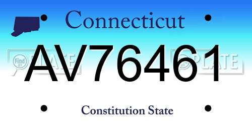 AV76461 Connecticut License Plate