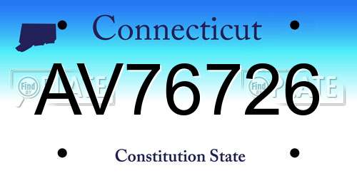 AV76726 Connecticut License Plate