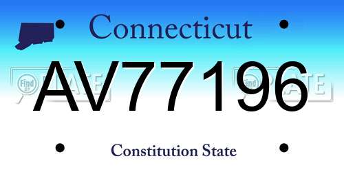 AV77196 Connecticut License Plate