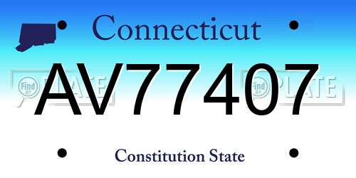 AV77407 Connecticut License Plate