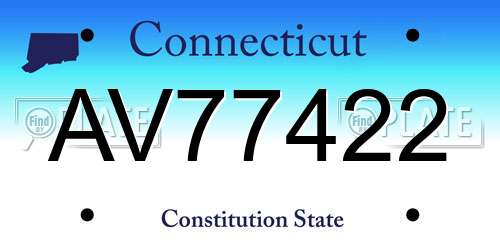 AV77422 Connecticut License Plate