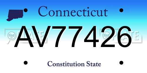 AV77426 Connecticut License Plate