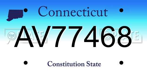 AV77468 Connecticut License Plate