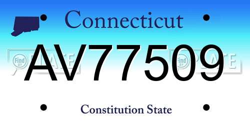 AV77509 Connecticut License Plate