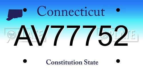 AV77752 Connecticut License Plate