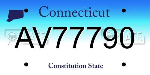 AV77790 Connecticut License Plate