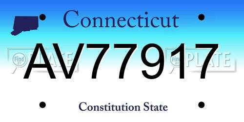 AV77917 Connecticut License Plate