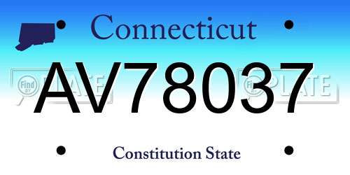AV78037 Connecticut License Plate