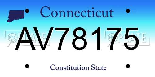 AV78175 Connecticut License Plate