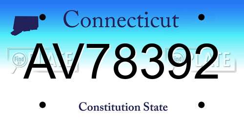 AV78392 Connecticut License Plate