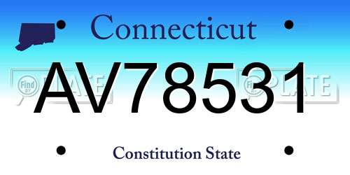 AV78531 Connecticut License Plate