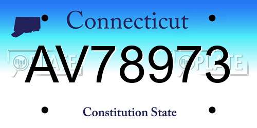AV78973 Connecticut License Plate