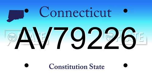 AV79226 Connecticut License Plate
