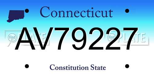 AV79227 Connecticut License Plate