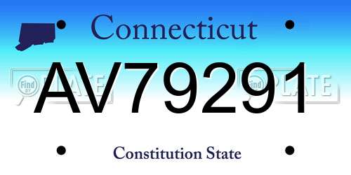 AV79291 Connecticut License Plate