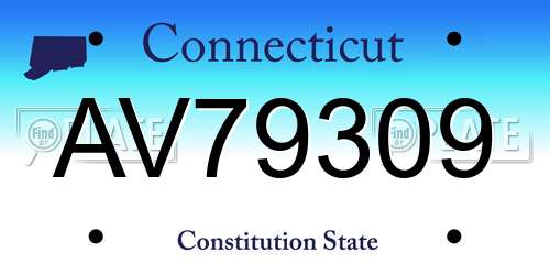 AV79309 Connecticut License Plate