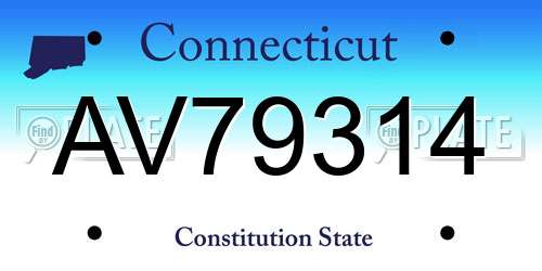 AV79314 Connecticut License Plate