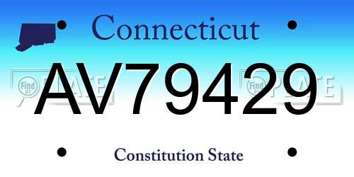 AV79429 Connecticut License Plate