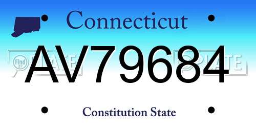 AV79684 Connecticut License Plate