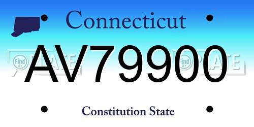 AV79900 Connecticut License Plate