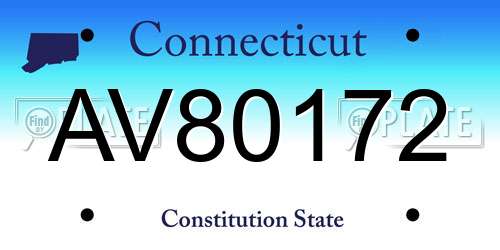 AV80172 Connecticut License Plate
