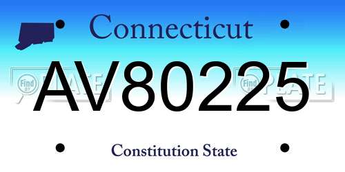 AV80225 Connecticut License Plate