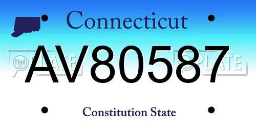 AV80587 Connecticut License Plate