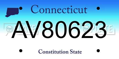 AV80623 Connecticut License Plate