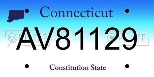 AV81129 Connecticut License Plate