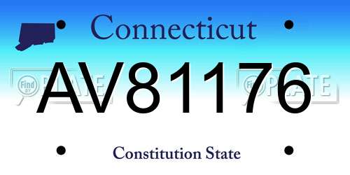 AV81176 Connecticut License Plate