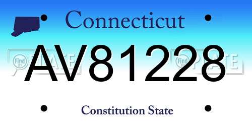 AV81228 Connecticut License Plate