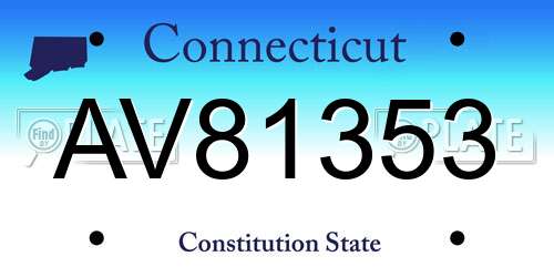 AV81353 Connecticut License Plate