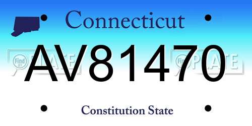 AV81470 Connecticut License Plate