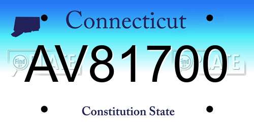 AV81700 Connecticut License Plate