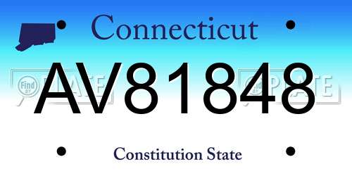 AV81848 Connecticut License Plate