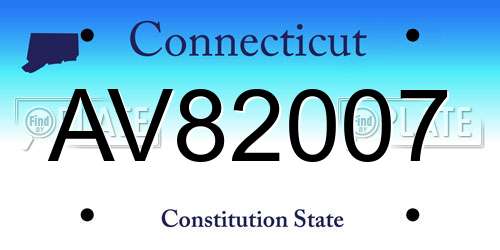 AV82007 Connecticut License Plate
