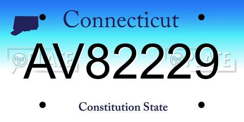 AV82229 Connecticut License Plate