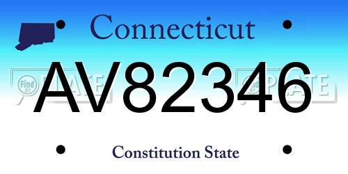 AV82346 Connecticut License Plate