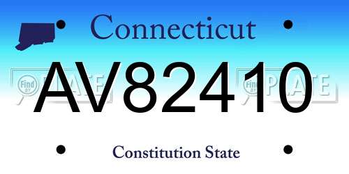 AV82410 Connecticut License Plate