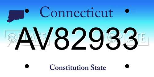 AV82933 Connecticut License Plate
