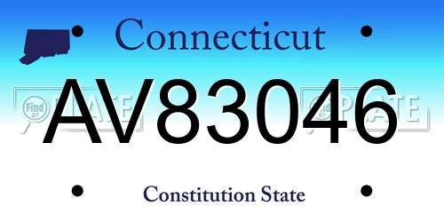 AV83046 Connecticut License Plate